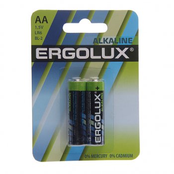 45 р. Батарейка AA LR6 1.5V блистер 2шт. (цена за 1шт.) Alkaline ERGOLUX ERGOLUX lr6 bl-2  с доставкой в г. Керчь. Увеличить фотографию 2