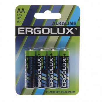 41 р. Батарейка AA LR6 1.5V блистер 4шт. (цена за 1шт.) Alkaline ERGOLUX ERGOLUX lr6 bl-4  с доставкой в г. Керчь. Увеличить фотографию 3