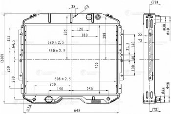 23 999 р. Радиатор ГАЗ-3309 алюминиевый 2-х рядный дв.ММЗ ЕВРО-4 (без горловины) LUZAR LUZAR lrc0339  с доставкой в г. Керчь. Увеличить фотографию 3
