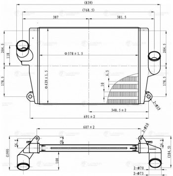 17 749 р. Охладитель ГАЗ-33104 наддувочного воздуха алюминиевый LUZAR LUZAR lric03104  с доставкой в г. Керчь. Увеличить фотографию 7
