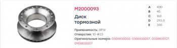 13 349 р. Диск тормозной BPW (430х45х160) (1шт.) MARSHALL MARSHALL m2000093  с доставкой в г. Керчь. Увеличить фотографию 5