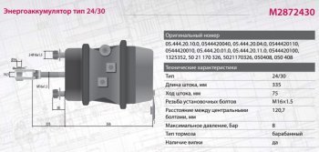 6 299 р. Энергоаккумулятор BPW ROR SAF тип 2430 (барабанный тормоз,шток L=335мм) MARSHALL MARSHALL m2872430  с доставкой в г. Керчь. Увеличить фотографию 5