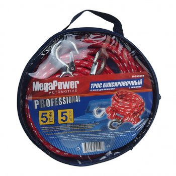 439 р. Трос буксировочный 5т 5м альпийский шнур (крюк-крюк) MEGAPOWER MEGAPOWER-AUTOMOTIVE m-75505b  с доставкой в г. Керчь. Увеличить фотографию 2