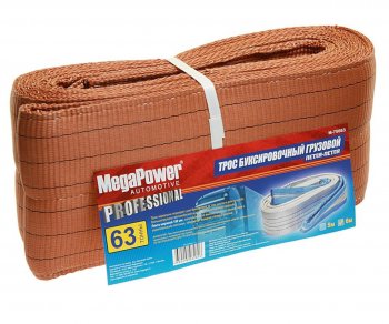 4 749 р. Трос буксировочный 63т 6м-180мм ленточный (петля-петля) MEGAPOWER MEGAPOWER-AUTOMOTIVE m-75663  с доставкой в г. Керчь. Увеличить фотографию 1