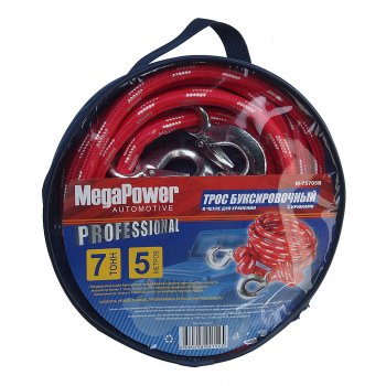 499 р. Трос буксировочный 7т 5м альпийский шнур (крюк-крюк) MEGAPOWER MEGAPOWER-AUTOMOTIVE m-75705b  с доставкой в г. Керчь. Увеличить фотографию 2