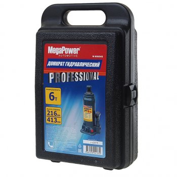2 589 р. Домкрат бутылочный 6т 216-413мм с клапаном в кейсе MEGAPOWER MEGAPOWER-AUTOMOTIVE m-90604s  с доставкой в г. Керчь. Увеличить фотографию 2