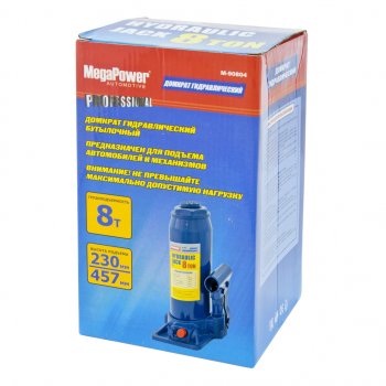 2 699 р. Домкрат бутылочный 8т 230-457мм с клапаном MEGAPOWER MEGAPOWER-AUTOMOTIVE m-90804  с доставкой в г. Керчь. Увеличить фотографию 2