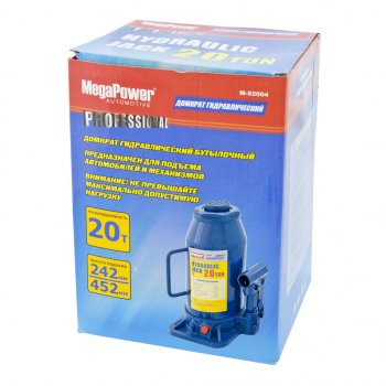 4 749 р. Домкрат бутылочный 20т 242-452мм с клапаном MEGAPOWER MEGAPOWER-AUTOMOTIVE m-92004  с доставкой в г. Керчь. Увеличить фотографию 2