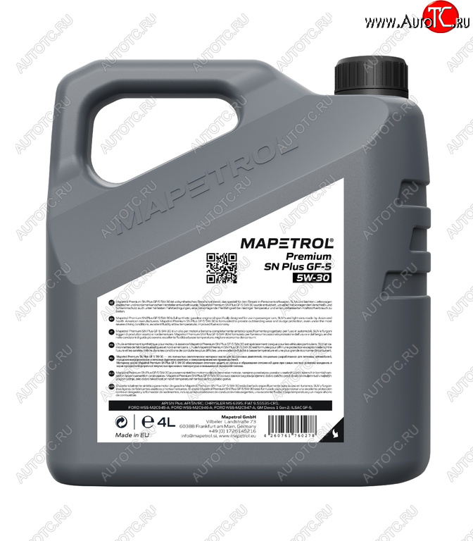 4 599 р. Масло моторное PREMIUM SN PLUS GF-5 5W30 синт.4л MAPETROL MAPETROL map0018  с доставкой в г. Керчь