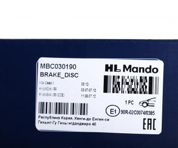 4 199 р. Диск тормозной HYUNDAI i30 (07-) KIA Soul,Ceed (13-) (1.6) (R16) передний (1шт.) MANDO MANDO mbc030190  с доставкой в г. Керчь. Увеличить фотографию 6