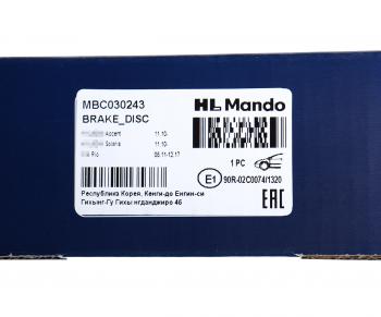 2 999 р. Диск тормозной HYUNDAI Solaris (11-) KIA Rio (11-) передний (1шт.) MANDO MANDO mbc030243 MANDO mbc030243  с доставкой в г. Керчь. Увеличить фотографию 6