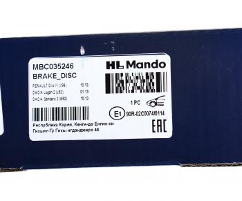2 489 р. Диск тормозной RENAULT Clio (12-),Logan (12-),Sandero (12-) передний (1шт.) MANDO MANDO mbc035246 MANDO mbc035246  с доставкой в г. Керчь. Увеличить фотографию 6