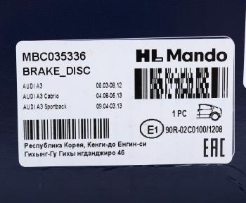 1 839 р. Диск тормозной VW Golf 5,6 AUDI A3 SKODA Octavia (1Z,5E),Yeti задний (1шт.) MANDO MANDO mbc035336  с доставкой в г. Керчь. Увеличить фотографию 6