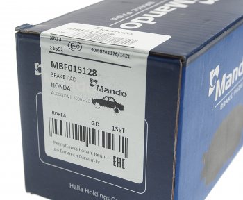1 159 р. Колодки тормозные HONDA Accord,Civic,CR-V (91-) задние (4шт.) MANDO MANDO mbf015128  с доставкой в г. Керчь. Увеличить фотографию 3