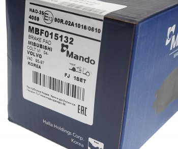 1 799 р. Колодки тормозные VOLVO S40,V40 MITSUBISHI Carisma передние (4шт.) MANDO MANDO mbf015132  с доставкой в г. Керчь. Увеличить фотографию 3