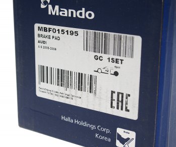 1 599 р. Колодки тормозные AUDI A4,A6 (05-),A8 (03-) задние (4шт.) MANDO MANDO mbf015195 MANDO mbf015195  с доставкой в г. Керчь. Увеличить фотографию 3
