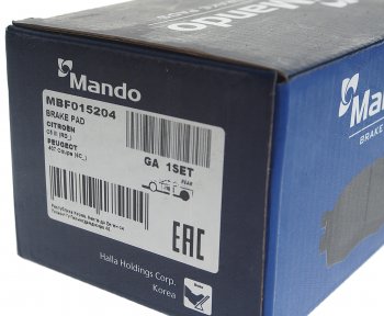 1 399 р. Колодки тормозные PEUGEOT 407,407SW,607 (9D,9U) (00-) (1.63.0) задние (4шт.) MANDO MANDO mbf015204  с доставкой в г. Керчь. Увеличить фотографию 3