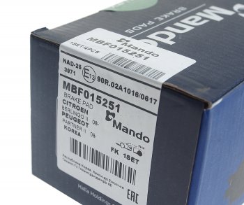 2 299 р. Колодки тормозные задние (4шт.) MANDO Peugeot Partner B9 дорестайлинг (2008-2012)  с доставкой в г. Керчь. Увеличить фотографию 3
