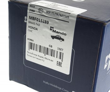 1 639 р. Колодки тормозные HONDA Accord (08-13),Civic (12-) передние (4шт.) MANDO MANDO mbf015289 MANDO mbf015289  с доставкой в г. Керчь. Увеличить фотографию 3