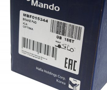 1 759 р. Колодки тормозные KIA Optima (11-) передние (4шт.) MANDO MANDO mbf015344 MANDO mbf015344  с доставкой в г. Керчь. Увеличить фотографию 3