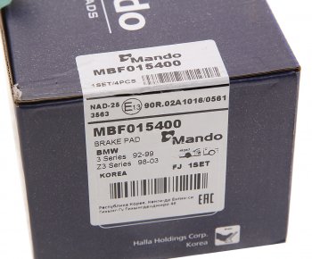 1 159 р. Колодки тормозные BMW E36,E46,Z3,E36,Z4,E85 (98-) передние (4шт.) MANDO MANDO mbf015400 MANDO mbf015400  с доставкой в г. Керчь. Увеличить фотографию 3