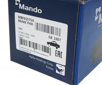 1 529 р. Колодки тормозные OPEL Astra G (98-),Zafira Van (03-05) задние (4шт.) MANDO MANDO mbf015754 MANDO mbf015754  с доставкой в г. Керчь. Увеличить фотографию 3