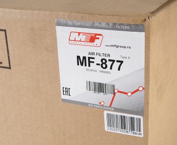 5 599 р. Фильтр воздушный SCANIA 4,114,124,P,G,R,T series (08-) (с ножками на дне) MTF MTF mf877  с доставкой в г. Керчь. Увеличить фотографию 5