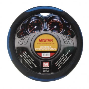 559 р. Оплетка руля (M) 37-39см черно-синяя MISTAR MISTAR mis-17stw24 bl (m)  с доставкой в г. Керчь. Увеличить фотографию 1