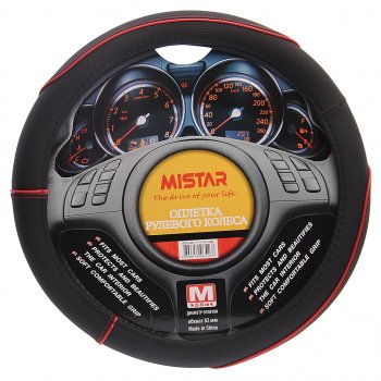 559 р. Оплетка руля (M) 37-39см черная с красным кантом MISTAR MISTAR mis-17stw53 bk (m)  с доставкой в г. Керчь. Увеличить фотографию 1