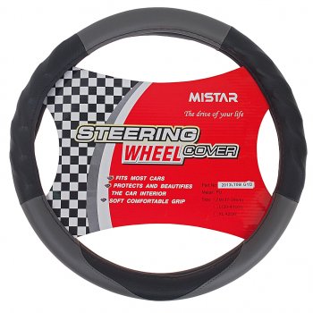 559 р. Оплетка руля (M) 37-39см черно-серая кожа MISTAR MISTAR mis-2013lt06i bkgy (m)  с доставкой в г. Керчь. Увеличить фотографию 1