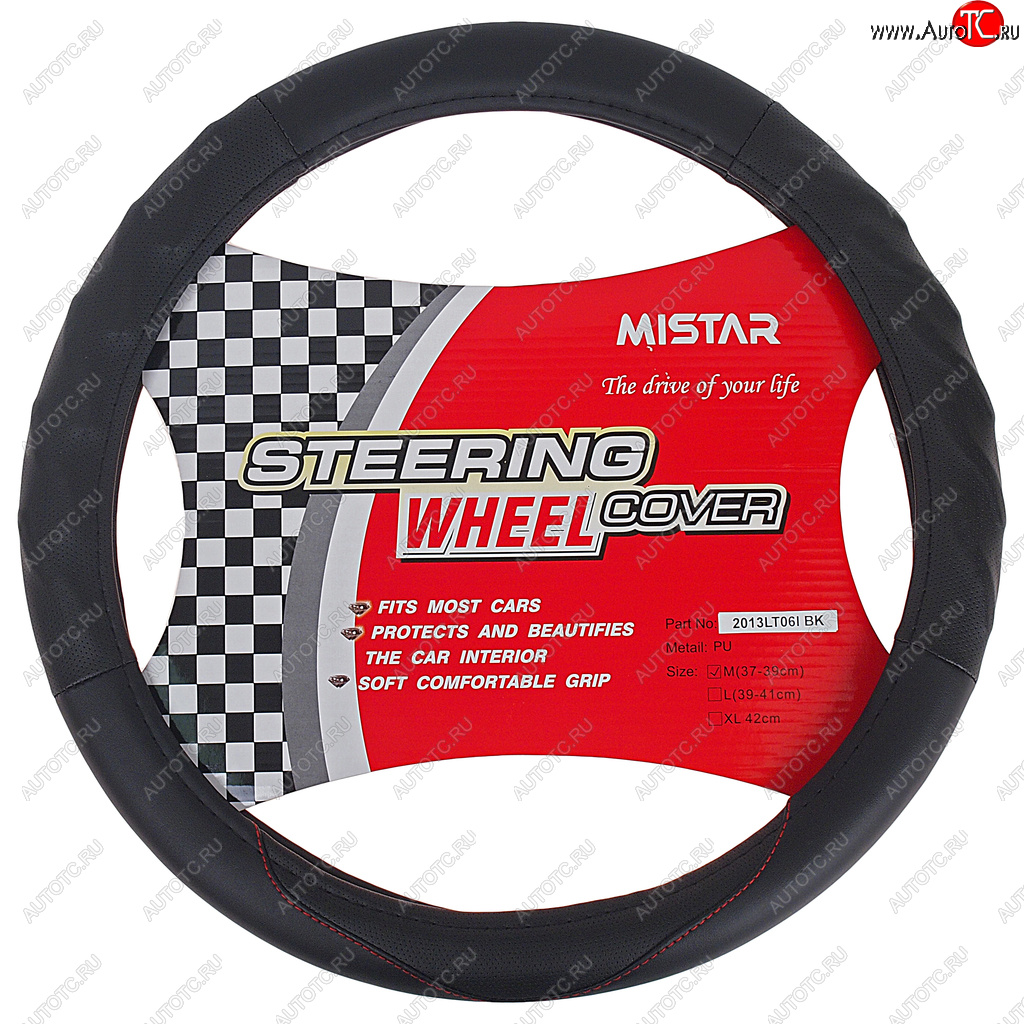 539 р. Оплетка руля (M) 37-39см черная кожа MISTAR MISTAR mis-2013lt06i bk (m)  с доставкой в г. Керчь