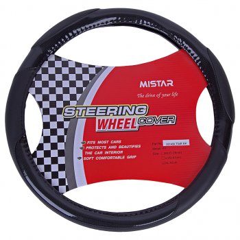 499 р. Оплетка руля (XL) 41-43см черная карбон MISTAR MISTAR mis-2014blt04e bk (xl)  с доставкой в г. Керчь. Увеличить фотографию 1