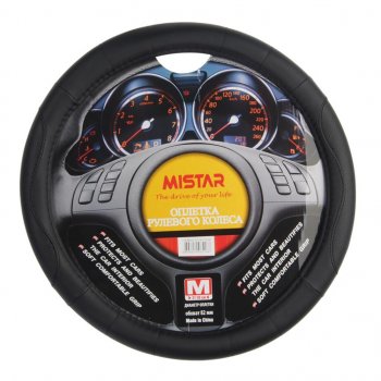 559 р. Оплетка руля (M) 37-39см черная кожа MISTAR MISTAR mis-2014lt02b bk (m)  с доставкой в г. Керчь. Увеличить фотографию 1