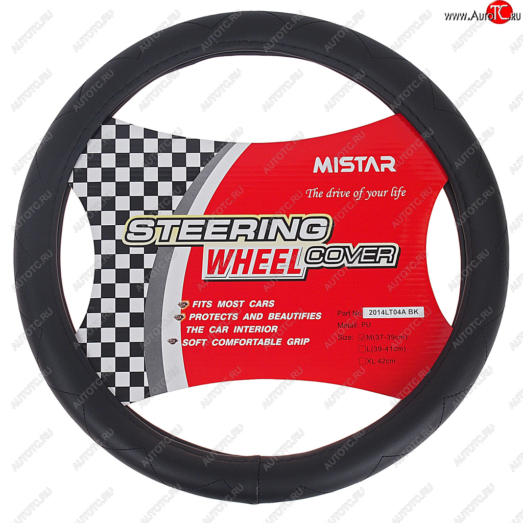 559 р. Оплетка руля (M) 37-39см черная MISTAR MISTAR mis-2014lt04a bk (m)  с доставкой в г. Керчь