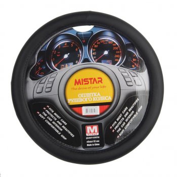 559 р. Оплетка руля (M) 37-39см черная кожа MISTAR MISTAR mis-2014lt06e bk (m)  с доставкой в г. Керчь. Увеличить фотографию 1