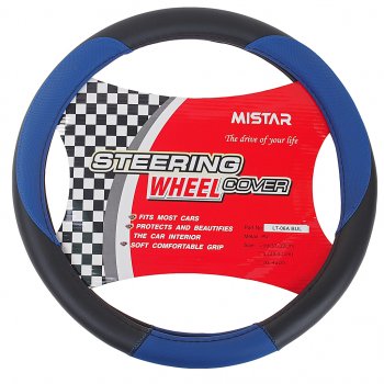 559 р. Оплетка руля (M) 37-39см черно-синяя кожаная MISTAR MISTAR mis-lt06a bkbl (m)  с доставкой в г. Керчь. Увеличить фотографию 1