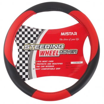 539 р. Оплетка руля (M) 37-39см чернаякрасная кожаная MISTAR MISTAR mis-lt06a bkrd (m)  с доставкой в г. Керчь. Увеличить фотографию 1