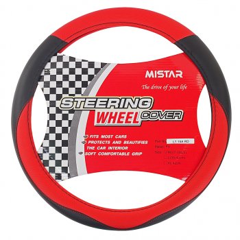 539 р. Оплетка руля (M) 37-39см черно-красная кожаная MISTAR MISTAR mis-lt15a bkrd (m)  с доставкой в г. Керчь. Увеличить фотографию 1