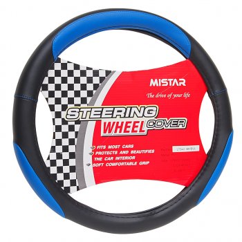 539 р. Оплетка руля (M) 37-39см черно-синяя кожаная MISTAR MISTAR mis-lt34a bkbl (m)  с доставкой в г. Керчь. Увеличить фотографию 1