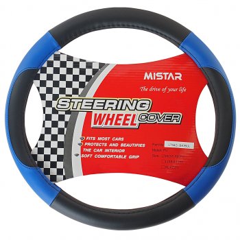 559 р. Оплетка руля (M) 37-39см черно-синяя кожаная MISTAR MISTAR mis-lt34c bkbl (m)  с доставкой в г. Керчь. Увеличить фотографию 1