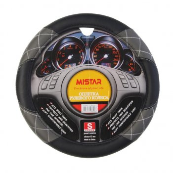 539 р. Оплетка руля (S) 35-37см черно-серая кожа MISTAR MISTAR mis-lt35a bkgy (s)  с доставкой в г. Керчь. Увеличить фотографию 1
