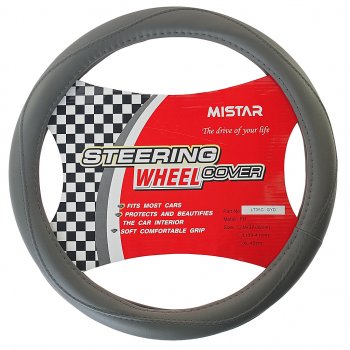559 р. Оплетка руля (M) 37-39см серая кожа MISTAR MISTAR mis-lt35c gy (m)  с доставкой в г. Керчь. Увеличить фотографию 1