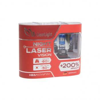 1 089 р. Лампа 12V HB3 65W +200% бокс (2шт.) Night Laser Vision CLEARLIGHT CLEARLIGHT ml9005nlv200  с доставкой в г. Керчь. Увеличить фотографию 1