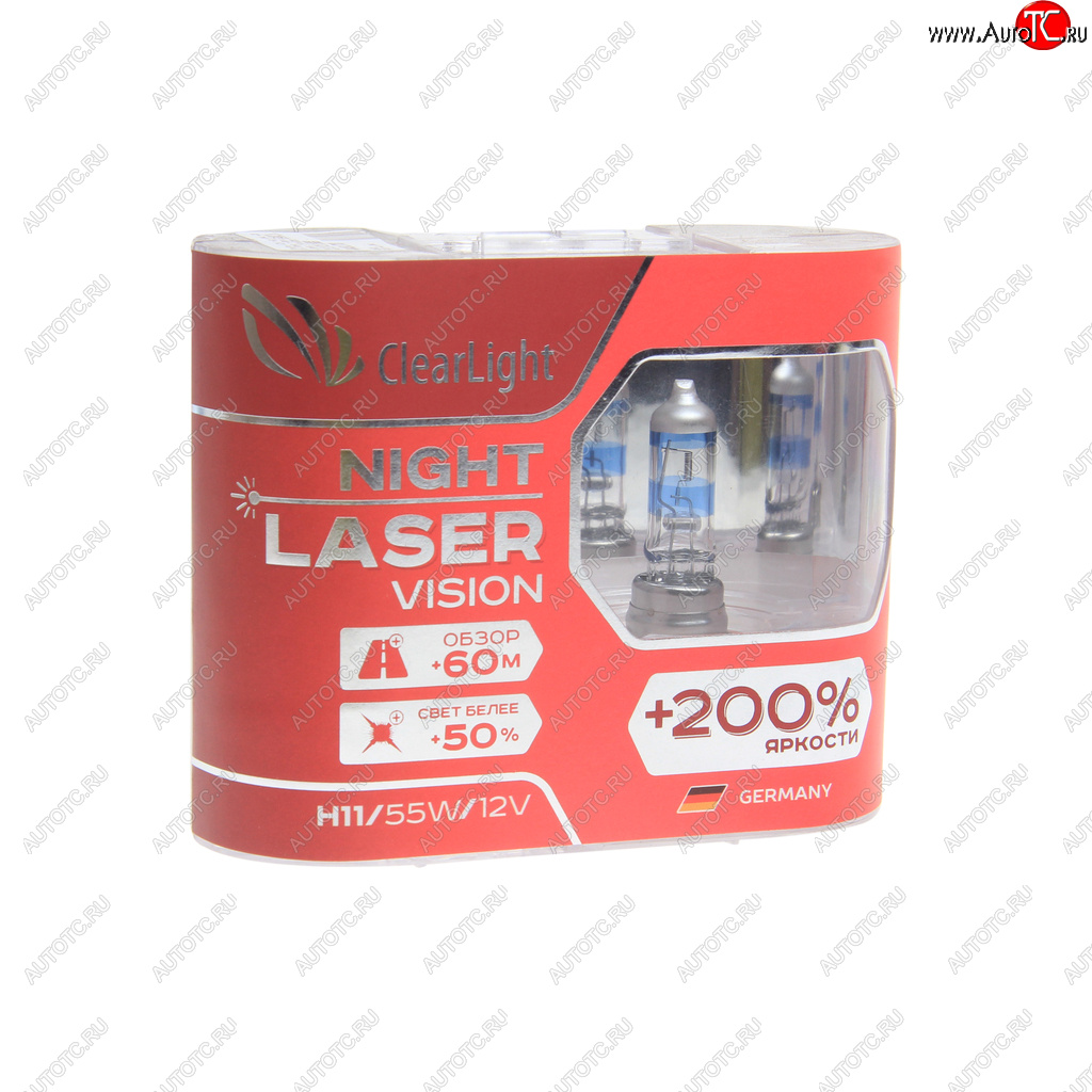 1 099 р. Лампа 12V H11 55W +200% бокс (2шт.) Night Laser Vision CLEARLIGHT CLEARLIGHT mlh11nlv200  с доставкой в г. Керчь