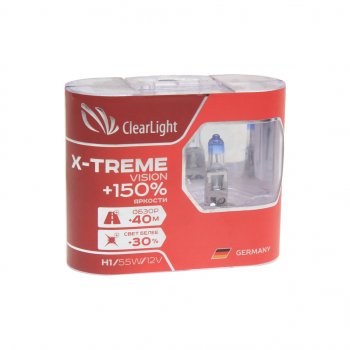 649 р. Лампа 12V H1 55W +150% бокс (2шт.) X-treme Vision CLEARLIGHT CLEARLIGHT mlh1xtv150  с доставкой в г. Керчь. Увеличить фотографию 1
