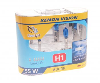 499 р. Лампа 12V H1 55W бокс (2шт.) Xenon Vision CLEARLIGHT CLEARLIGHT mlh1xv  с доставкой в г. Керчь. Увеличить фотографию 1