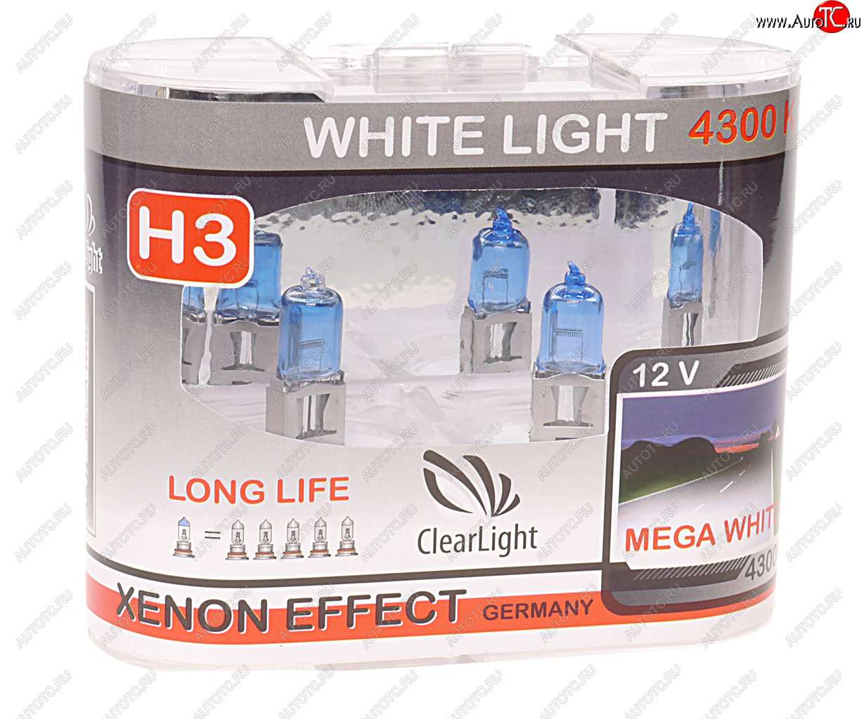 499 р. Лампа 12V H3 55W РK22s бокс (2шт.) White Light CLEARLIGHT CLEARLIGHT mlh3wl  с доставкой в г. Керчь