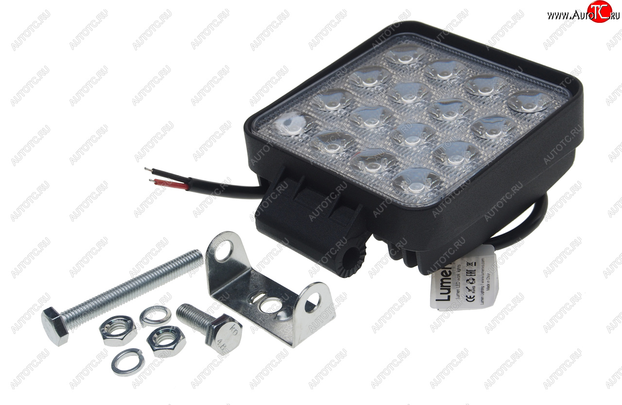 1 539 р. Фара рабочего света 106x106x40мм 48Вт (16 светодиодов) IP67 Super Slim Flood LUMEN LUMEN mlp-sse48ws-2418f  с доставкой в г. Керчь