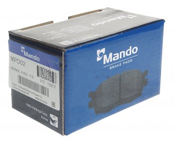 599 р. Колодки тормозные передние шпильки (4шт.) MANDO Daewoo Nexia рестайлинг (2008-2015)  с доставкой в г. Керчь. Увеличить фотографию 2