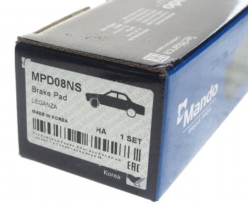 1 059 р. Колодки тормозные DAEWOO Nexia,Nubira CHEVROLET Lacetti (03-) передние (4шт.) MANDO MANDO mpd08ns  с доставкой в г. Керчь. Увеличить фотографию 3